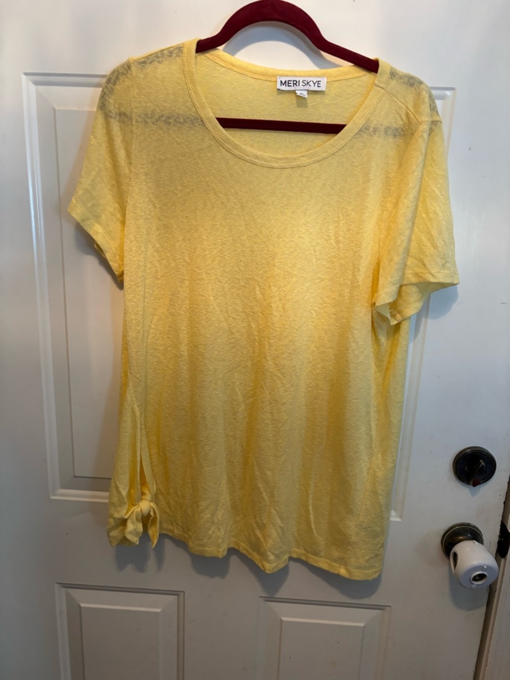 Meri Skye Yellow Short Sleeve Knot Tee